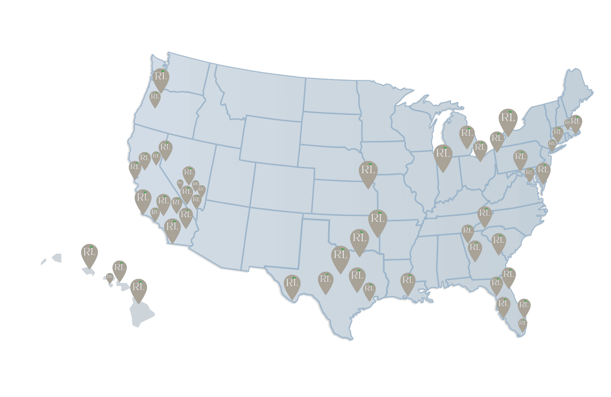 Map of all store locations